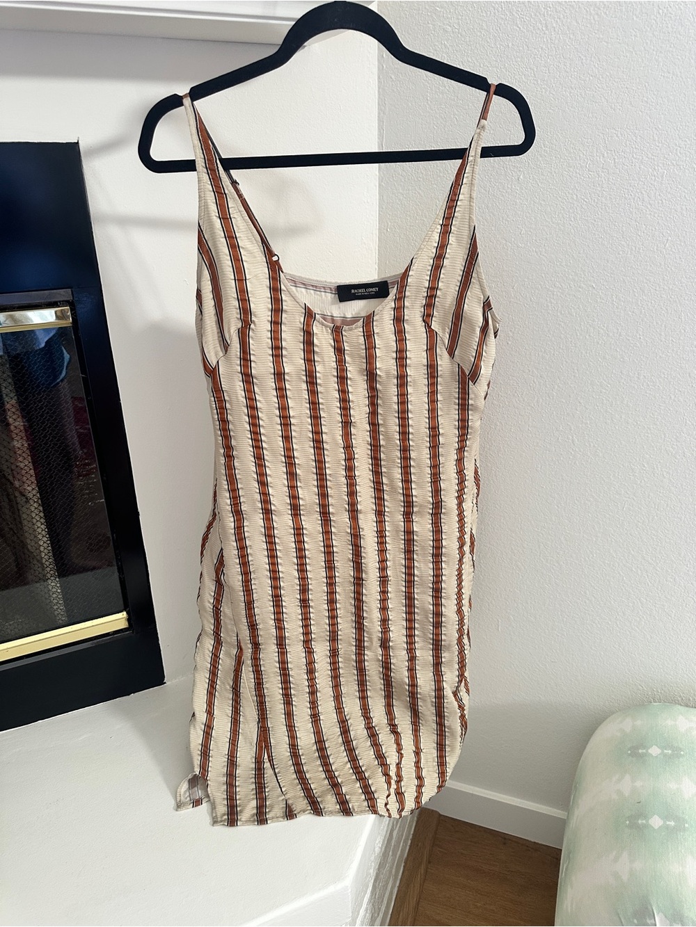 RACHEL COMEY Cream and Brown Striped Caliper Slip Dress - Picture 11 of 13